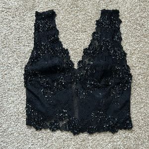 Bebe lace crop corset top black